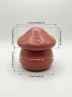 Mushroom-shaped ashtray with dimensions labeled on a white background