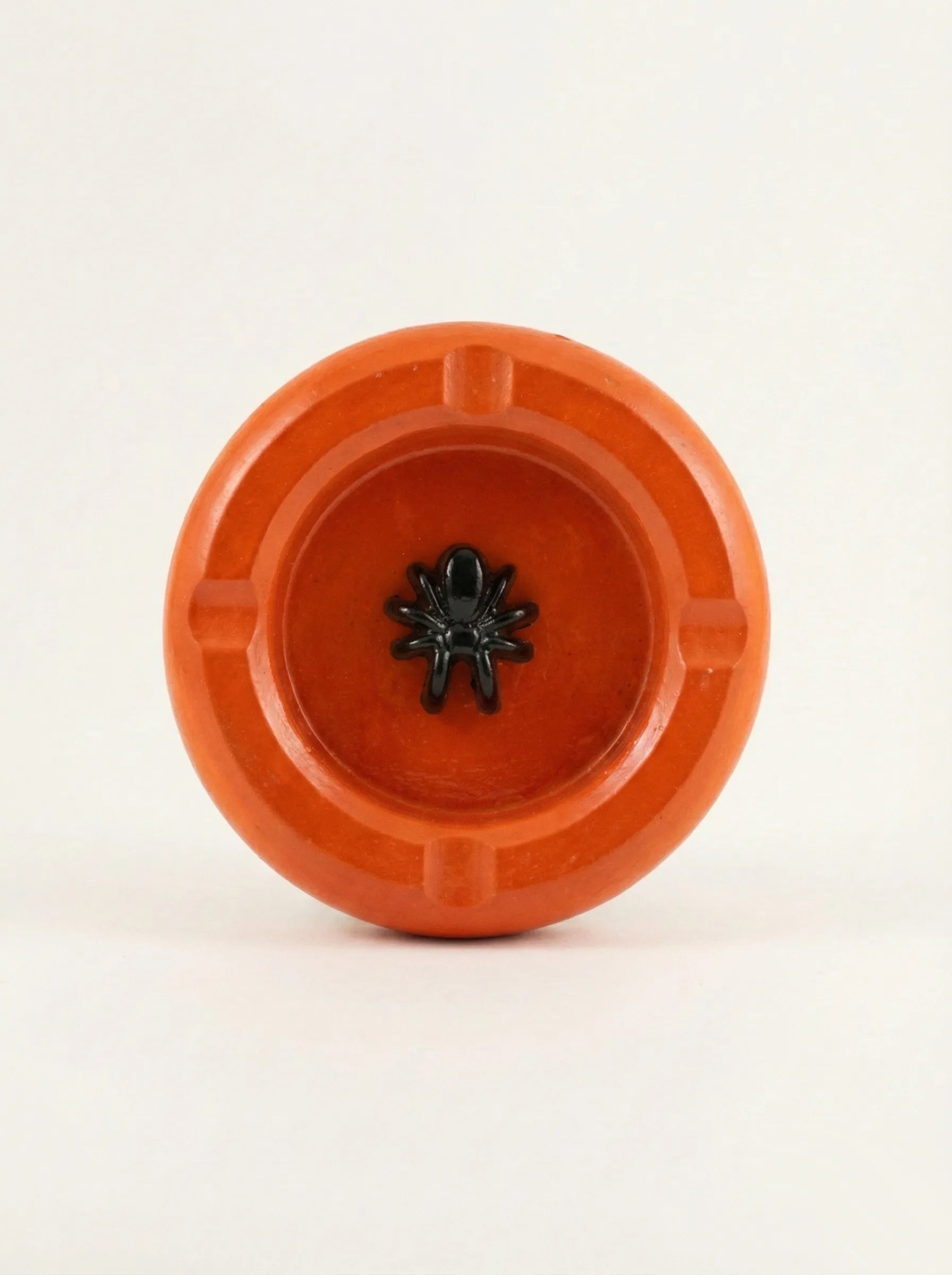 Orange Halloween theme Spider Ashtray on a white background