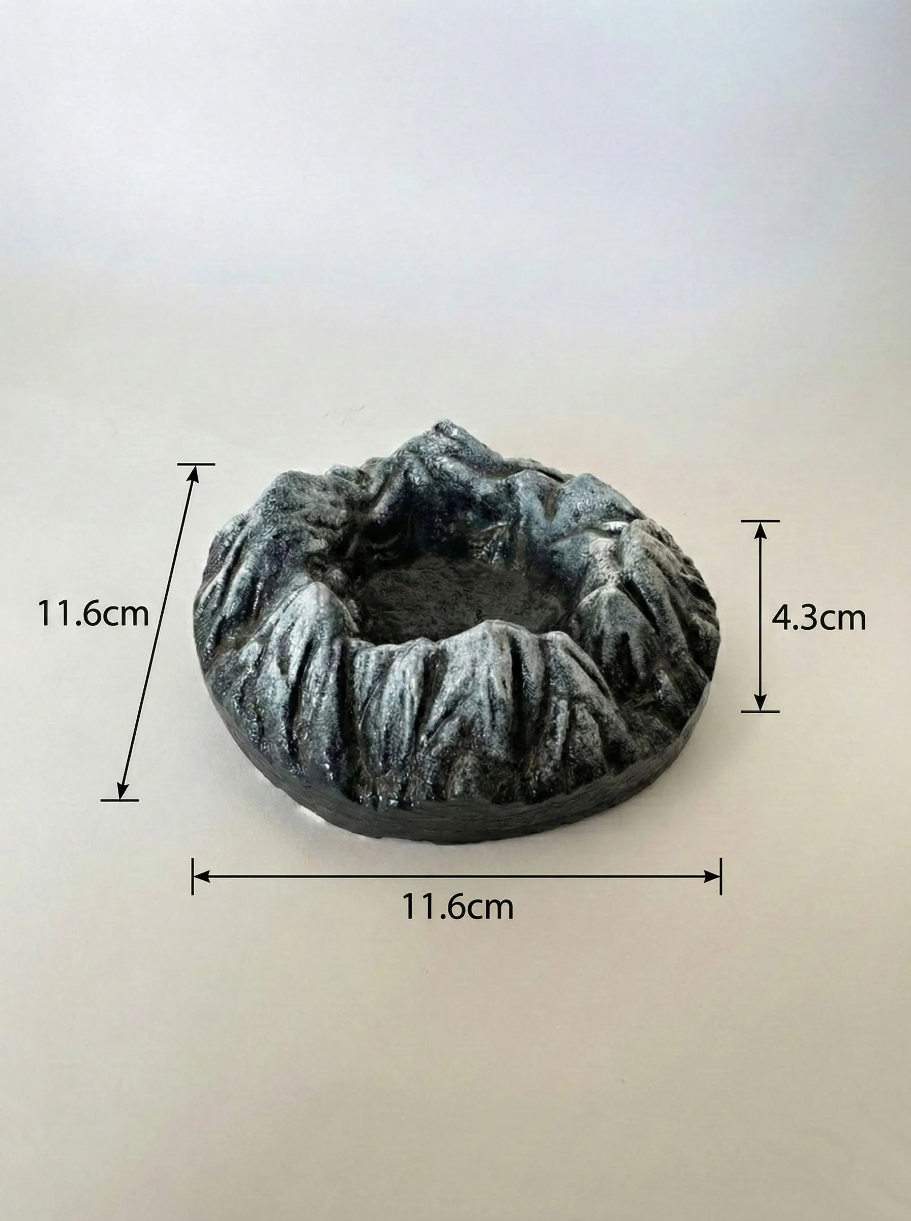 Himalaya Ashtray with dimensions labeled on a light gray background