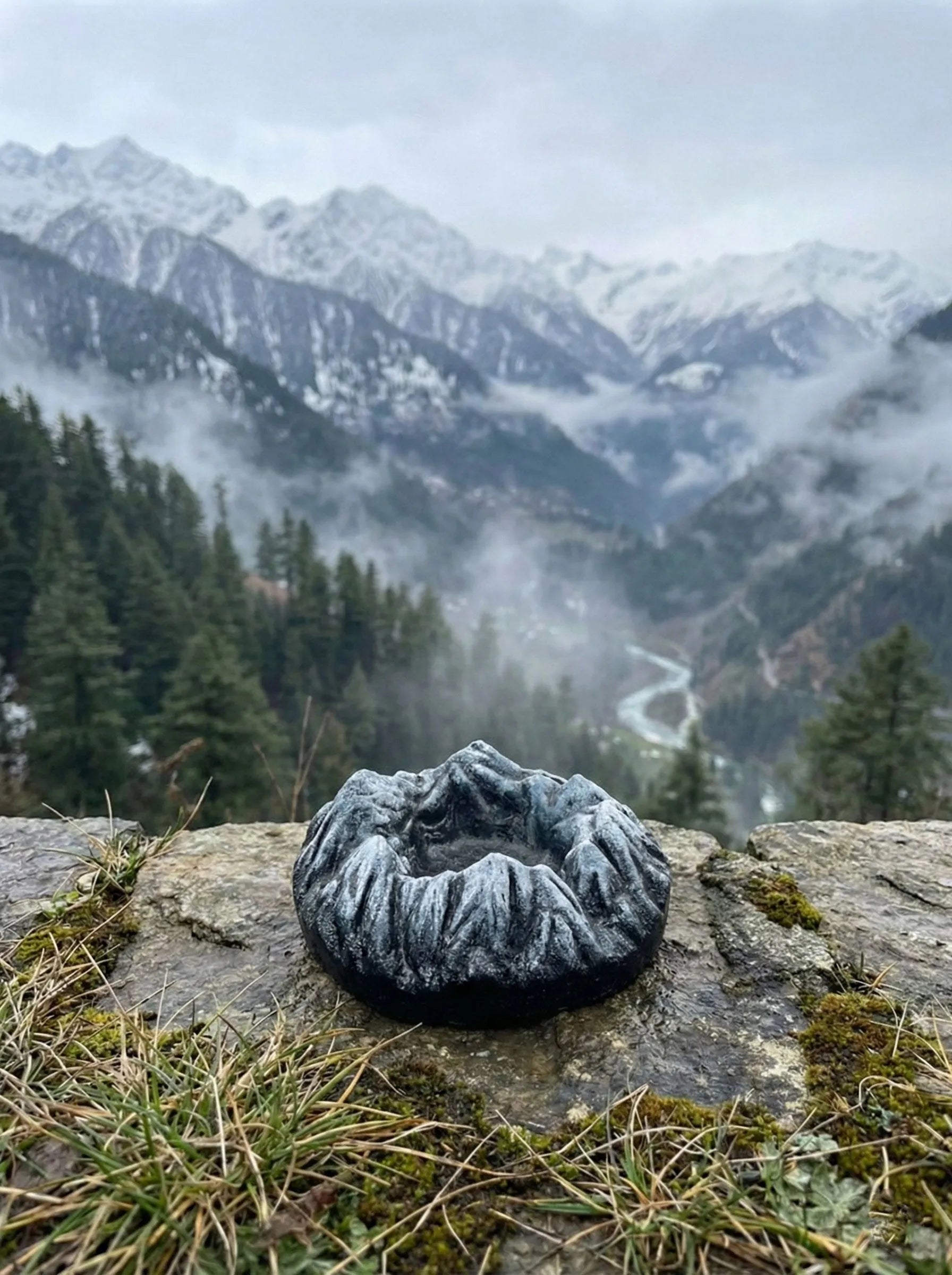 Himalaya Ashtray with a mountainous landscape in the background