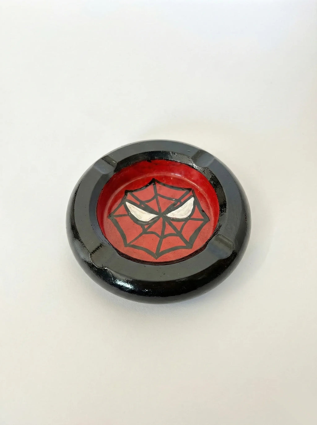 Spider-Man theme concrete Ashtray on a white background