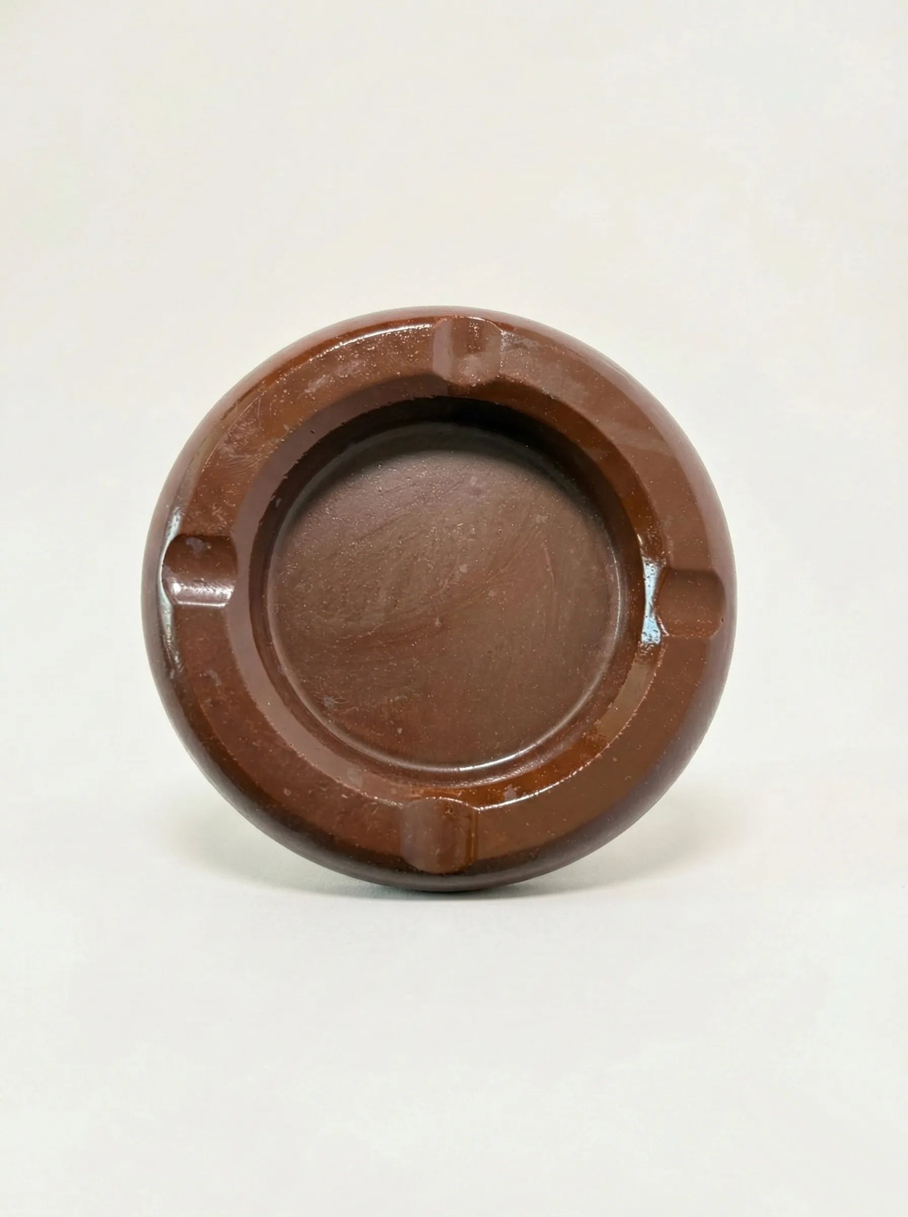 Umber Brown ashtray front view on white background