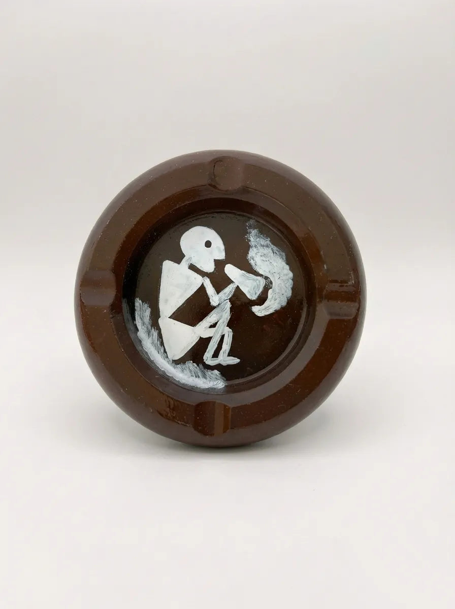 Brown concrete Warli Heritage Ashtray design on a white background