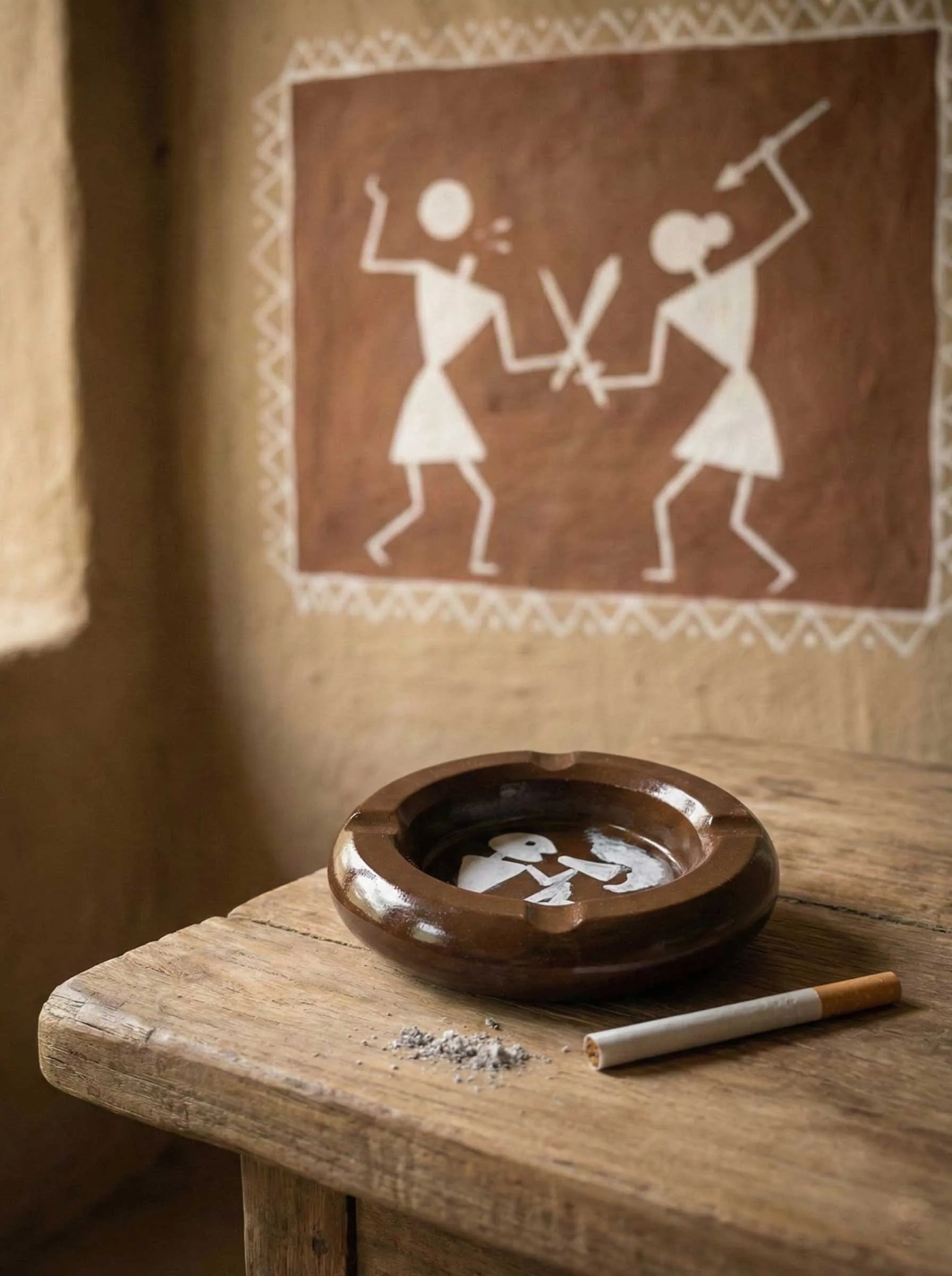 Warli Heritage ashtray on a table
