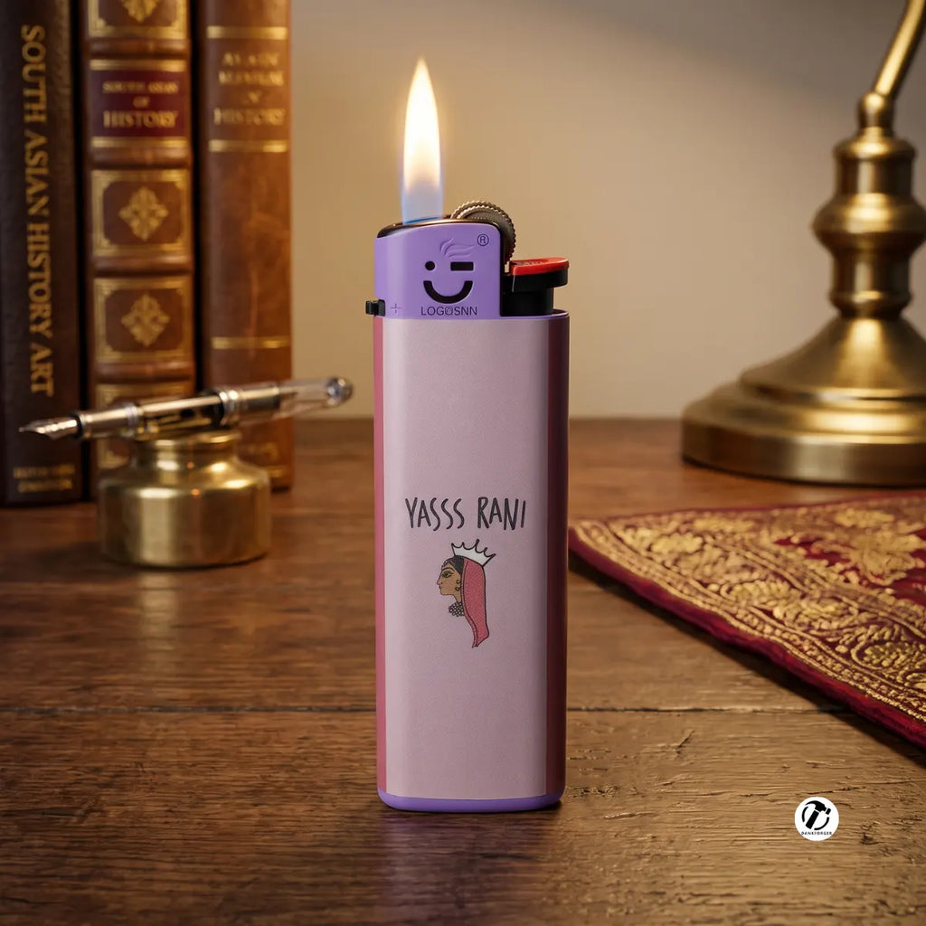Yasss Rani designer flint cigarette lighter with unique printed artwork and refillable pocket design
